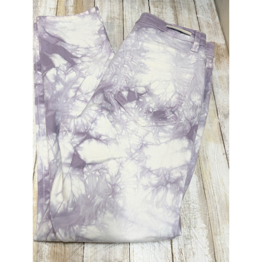 Soft Surroundings Purple White Tie Dye Slim Leg Jeans Size 4  Stretch Denim EUC